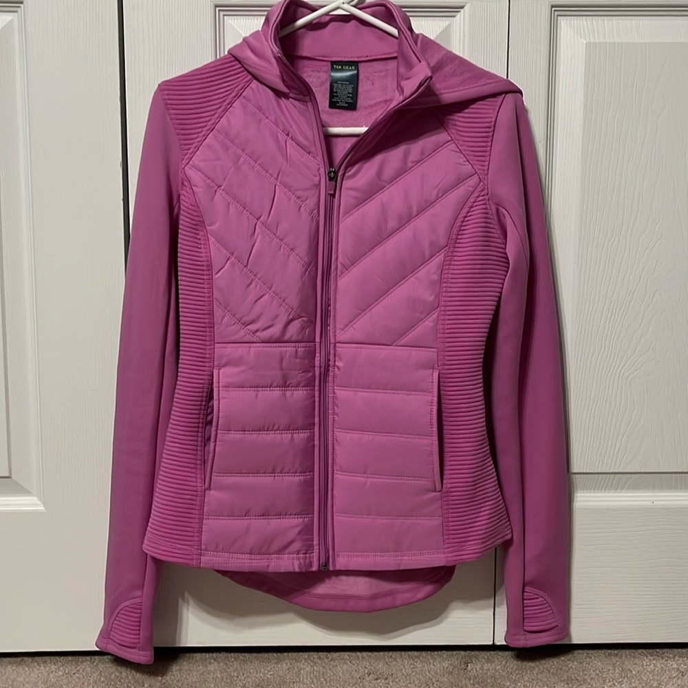 Tek Gear women’s hooded mixed media jacket size small